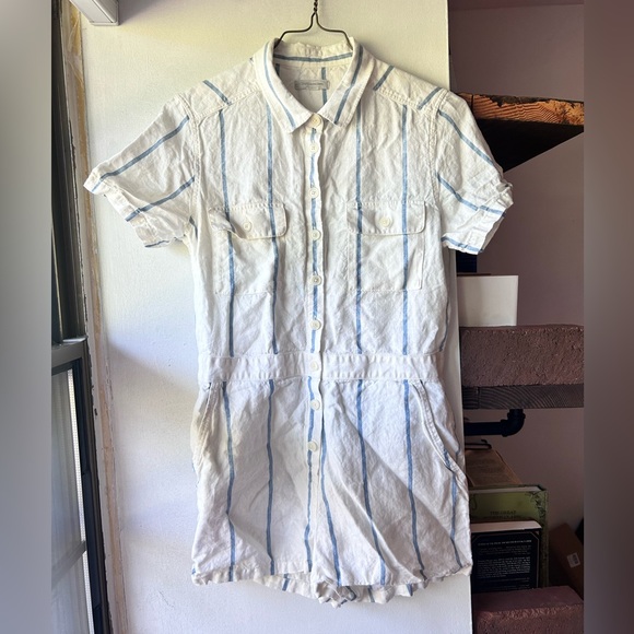 Outerknown S.E.A. Suit Shortall Linen Blend Sailing Stripe Blue - Picture 4 of 7